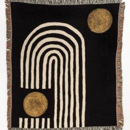 Mid Century Modern Home Decor Accent Piece Large Soft Woven Throw Blanket, 100% Cotton - thumbnail 3