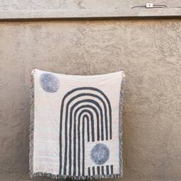 Mid Century Modern Home Decor Accent Piece Large Soft Woven Throw Blanket, 100% Cotton - thumbnail 4
