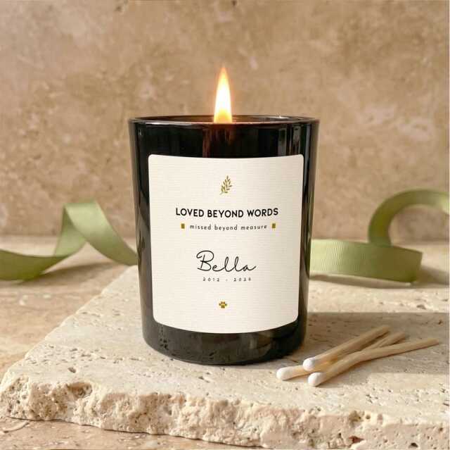 Love Beyond Words Pet Memorial Candle Gift, Personalised Dog Cat Loss Remembrance Keepsake - image 1
