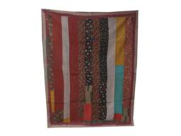 Vintage Handmade Kantha Quilt Reversible Sari Blanket, Patchwork Ralli - 80x65 Inches - thumbnail 1