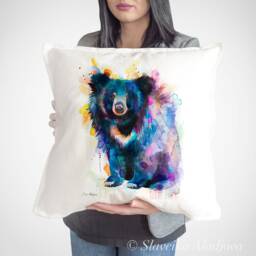 Sloth Bear Throw Pillow Cover By Slaveika Aladjova, Cushion Cover, Decorative Pillow Cover, Animal Art, Watercolor Pillow, Gift