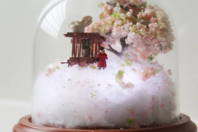 Led Miniature Circus Bear Diorama Fantasy Glass Dome - image 1