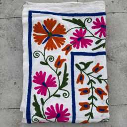 Artisan Cotton Suzani Quilt - Handcrafted Embroidery, Colorful Bohemian Bedspread Or Sofa Cover - thumbnail 4