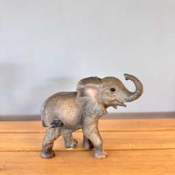 Resin Elephant Ornament, Realistic Wildlife Sculpture, Lucky Raised Trunk Statue, Shelf Decor - thumbnail 4