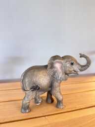 Resin Elephant Ornament, Realistic Wildlife Sculpture, Lucky Raised Trunk Statue, Shelf Decor - thumbnail 1