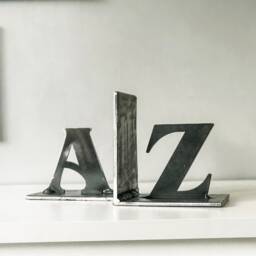 steel A-Z Bookends - Mix & Match Custom Letters Heavy Interior Decor Home & Gift - thumbnail 2
