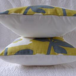 Floral Print Cotton Cushion Cover, Saffron Yellow Mustard Grey, Handmade 16 - thumbnail 4
