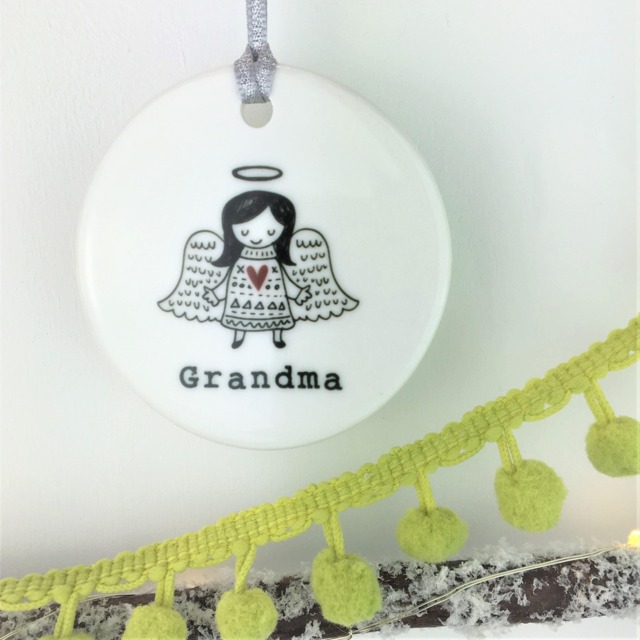 Angel Memorial Christmas Ceramic Bauble - Remembrance Personalised Gift Box Available Ornament - image 1