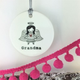 Angel Memorial Christmas Ceramic Bauble - Remembrance Personalised Gift Box Available Ornament - thumbnail 2