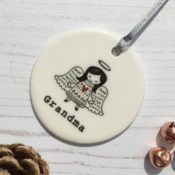 Angel Memorial Christmas Ceramic Bauble - Remembrance Personalised Gift Box Available Ornament - thumbnail 3