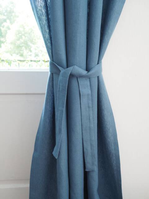 Linen Curtain Belt Made From Heavy Linen - 280 G/M2/ in Dusty Blue - image 1