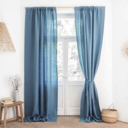 Linen Curtain Belt Made From Heavy Linen - 280 G/M2/ in Dusty Blue - thumbnail 3