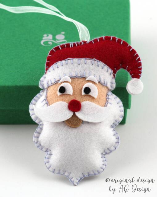 Santa Claus Ornament, Holiday Decor, Xmas Tree Decorations, Handmade Felt Ornaments, Christmas Favors, Hanging Decoration - image 1