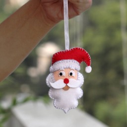 Santa Claus Ornament, Holiday Decor, Xmas Tree Decorations, Handmade Felt Ornaments, Christmas Favors, Hanging Decoration - thumbnail 4