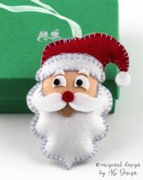 Santa Claus Ornament, Holiday Decor, Xmas Tree Decorations, Handmade Felt Ornaments, Christmas Favors, Hanging Decoration - thumbnail 1