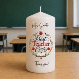 Personalised Teacher Thank You Candle - Best Ever Gift Appreciation End Of Term Custom Keepsake