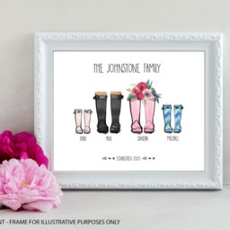 Personalised Welly Boot Print, Family Wellington Unframed Print - thumbnail 2