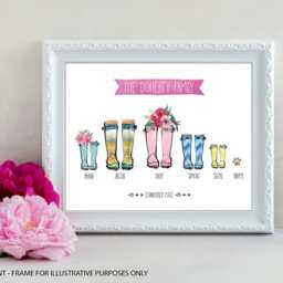 Personalised Welly Boot Print, Family Wellington Unframed Print - thumbnail 3
