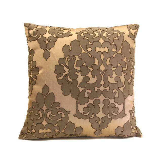 Light Chocolate Brown Throw Pillow Cover, Decorative Cushion Home Decor, Satin Blend Floral Textured Covers, Boutique - image 1