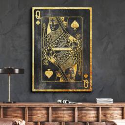 Queen Spades Playing Cards King Ace Love Wife Husband His Hers Family, Framed Canvas Wall Art Poster Print, Home Office & Room Decor, Gift - thumbnail 1