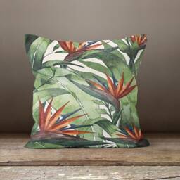 Green Flower Pillow Case-Floral Decorative Cushion Cover-Living Room Cushion Case-Modern Pillow Cover-Gift For Her Cushion-Handmade Material - thumbnail 2