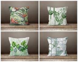 Green Flower Pillow Case-Floral Decorative Cushion Cover-Living Room Cushion Case-Modern Pillow Cover-Gift For Her Cushion-Handmade Material