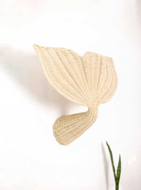 Big Tail Whale, Underwater Wicker Animal, Coastal Beach House Wall Decor, Nautical Office Humpback Whale - image 1