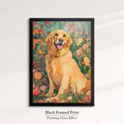 Golden Retriever Abstract Oil Painting Framed Canvas & Print Large Sizes Wall Art Poster Pet Home Decor Interior Dog Lover Gift Idea - thumbnail 2