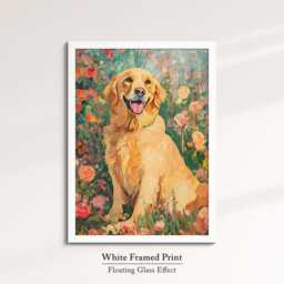 Golden Retriever Abstract Oil Painting Framed Canvas & Print Large Sizes Wall Art Poster Pet Home Decor Interior Dog Lover Gift Idea - thumbnail 3