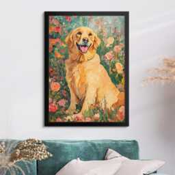 Golden Retriever Abstract Oil Painting Framed Canvas & Print Large Sizes Wall Art Poster Pet Home Decor Interior Dog Lover Gift Idea - thumbnail 4