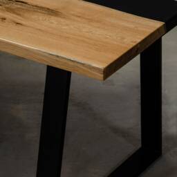 Custom Live Edge Table Made Of Oak, Black Epoxy Table, Resin River With Steel Leg, Wooden Dining For Modern Interior - thumbnail 4