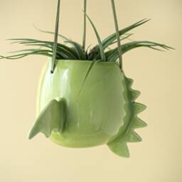 Flying Dragon Hanging Plant Holder. A Cute Vase in Ceramic. Handmade Italy. Halloween Decoration - thumbnail 3