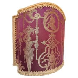 Venetian Lamp Shade Amethyst Silk Lampas Brocade Fabric Rubelli Aida Pattern Lampshade - Handmade in Italy - thumbnail 2