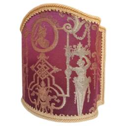 Venetian Lamp Shade Amethyst Silk Lampas Brocade Fabric Rubelli Aida Pattern Lampshade - Handmade in Italy - thumbnail 3