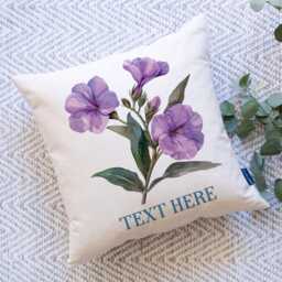 Personalised Floral Cushion Cover Petunia Custom Flower Throw Pillow Decor Pretty Womens Birthday Housewarming Gift Mum Petunias Ekc146 - thumbnail 1