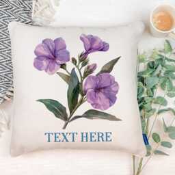 Personalised Floral Cushion Cover Petunia Custom Flower Throw Pillow Decor Pretty Womens Birthday Housewarming Gift Mum Petunias Ekc146 - thumbnail 2