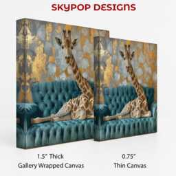Giraffe Art, Poster Or Canvas, Contemporary Bohemian Glam Decor, Living Room Bedroom Office Wall Teal Gold Grey Brown - thumbnail 2