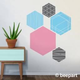 Hexagon Abstract Wall Deccal Set Hex Pattern Stickers