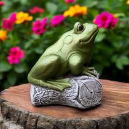 Concrete Frog Statue Green Toad Figurine Stone Sculpture Cement Garden Ornament Outdoor Yard Art Whimsical Figure Patio Decoration - thumbnail 1