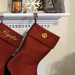 Embroidered Name Add-On Custom Christmas Stocking, Paw Print Option - thumbnail 4