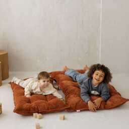 Terracotta Corduroy Bench Cushion, Tufted Window Seat French Floor Pillow, Reading Nook Pad, Spring Home Improvement - thumbnail 3