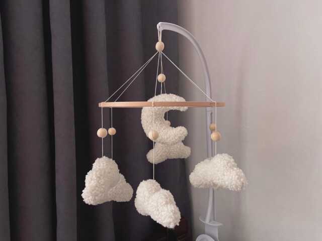 Cloudy Dreams Baby Mobile - Minimalist Newborn Space Neutral Development - image 1