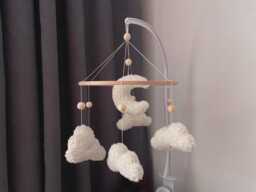 Cloudy Dreams Baby Mobile - Minimalist Newborn Space Neutral Development - thumbnail 1