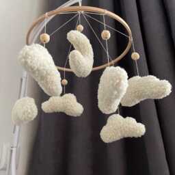 Cloudy Dreams Baby Mobile - Minimalist Newborn Space Neutral Development - thumbnail 3