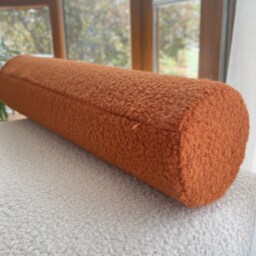 Handmade Cinnamon Boucle Bolster Pillow Long Roll Cushion - thumbnail 3
