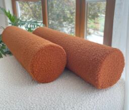 Handmade Cinnamon Boucle Bolster Pillow Long Roll Cushion