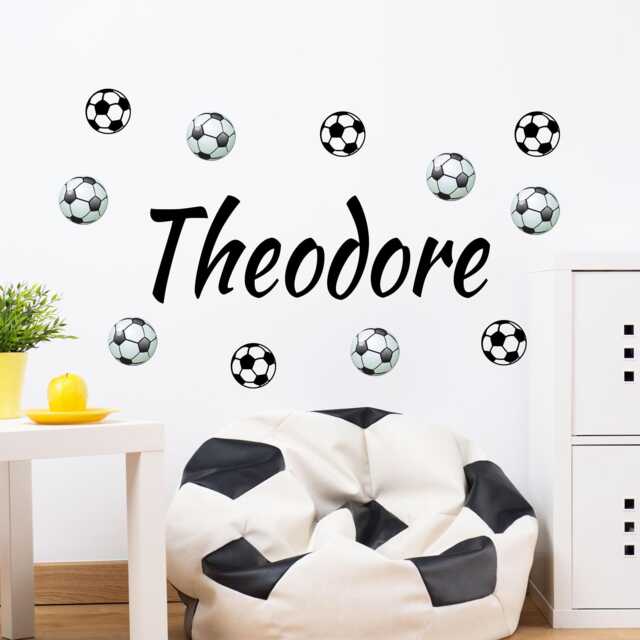 Custom Name Stickers Multi Football Wall Decal, Colour Soccer Kid's Room Decor - image 1