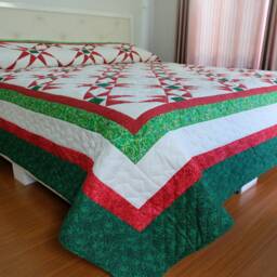 Custom Darting Minnows Quilt, Homemade Colorful Quilt Bedspread, Red Bed Blankets, Quilts Queen/ King Size Gift For Mom - thumbnail 4