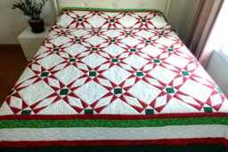Custom Darting Minnows Quilt, Homemade Colorful Quilt Bedspread, Red Bed Blankets, Quilts Queen/ King Size Gift For Mom - thumbnail 1