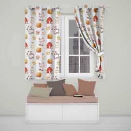 Cute Baby Goat Barn Hay Milk Chick Farm Cream Seamless Pattern Readymade Eyelet Ring Top Thermal 100% Blackout Curtains - thumbnail 1